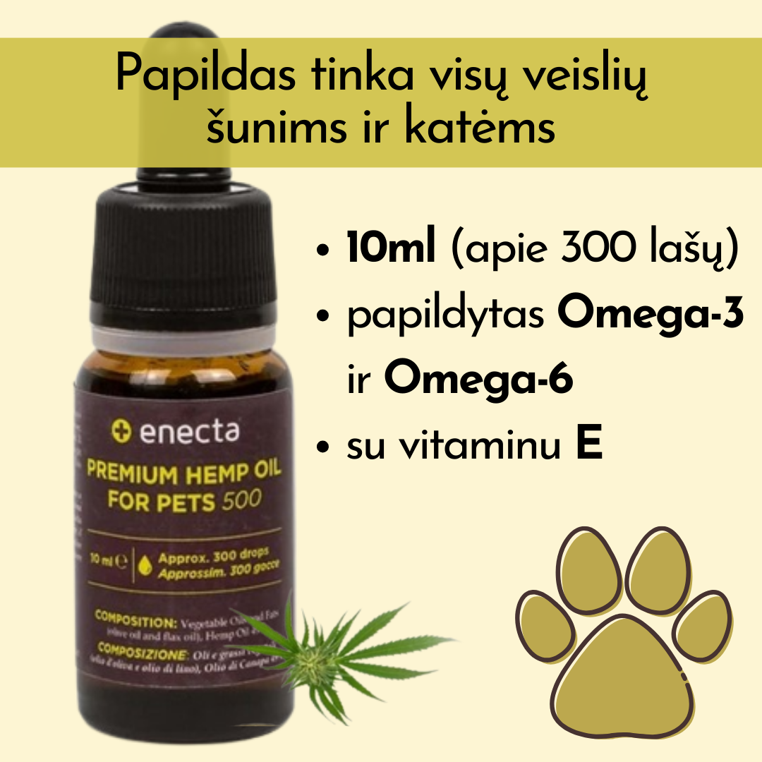 Kanapių Aliejus Naminiams Gyvūnams (10ml)