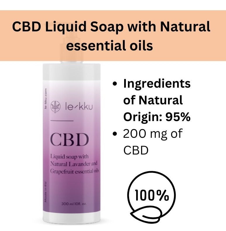 Le-kku CBD skystas muilas su natūraliais eteriniais aliejais 200 mg